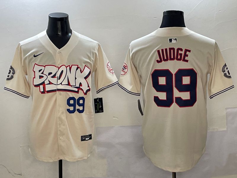 Men New York Yankees #99 Judge Cream four generations Joint Name 2025 Nike MLB Jersey style 4114->new york yankees->MLB Jersey